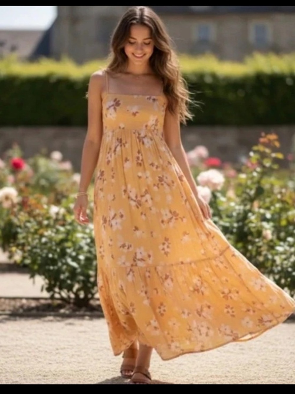 NWT Abercrombie and Finch 100% Cotton gauze yellow floral maxi dress